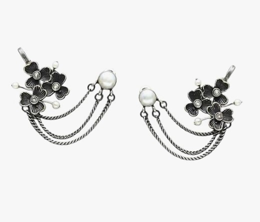 Silver Plated Floral Earcuffs